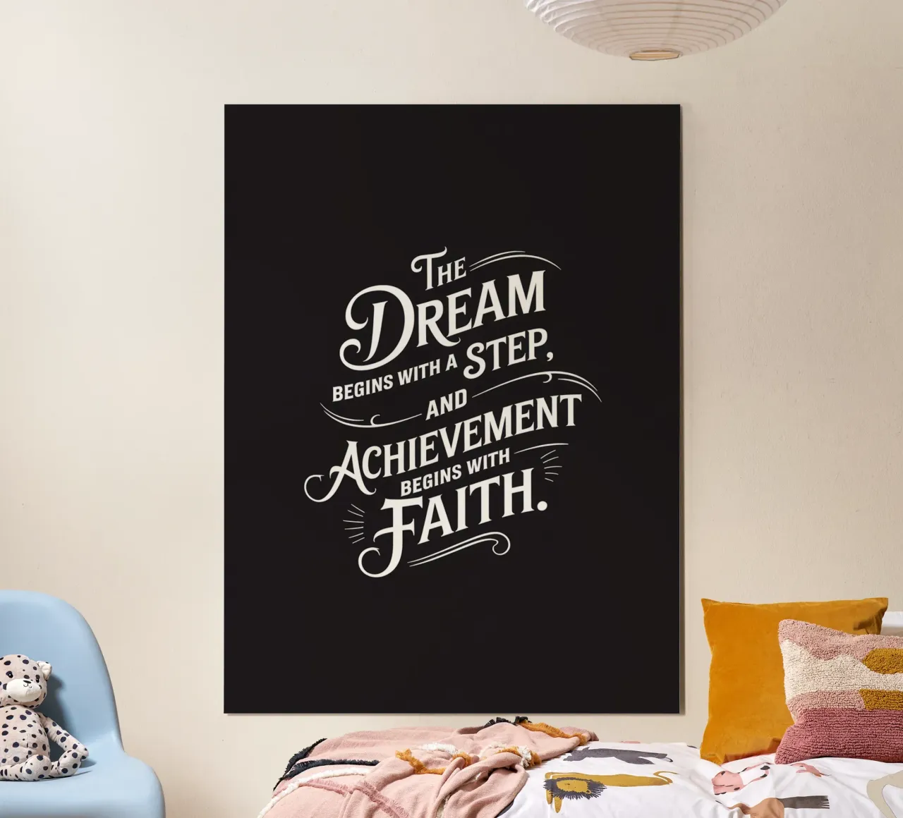 Le rêve commence par un pas, et l'accomplissement commence par un échec. poster avec cadre en aluminium de logic