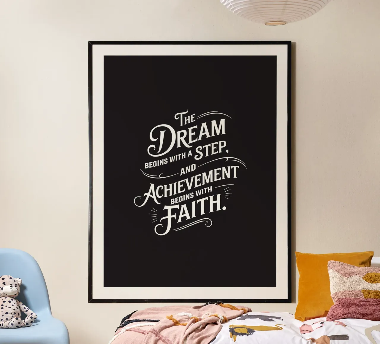 Le rêve commence par un pas, et l'accomplissement commence par un échec. poster avec cadre en aluminium de logic