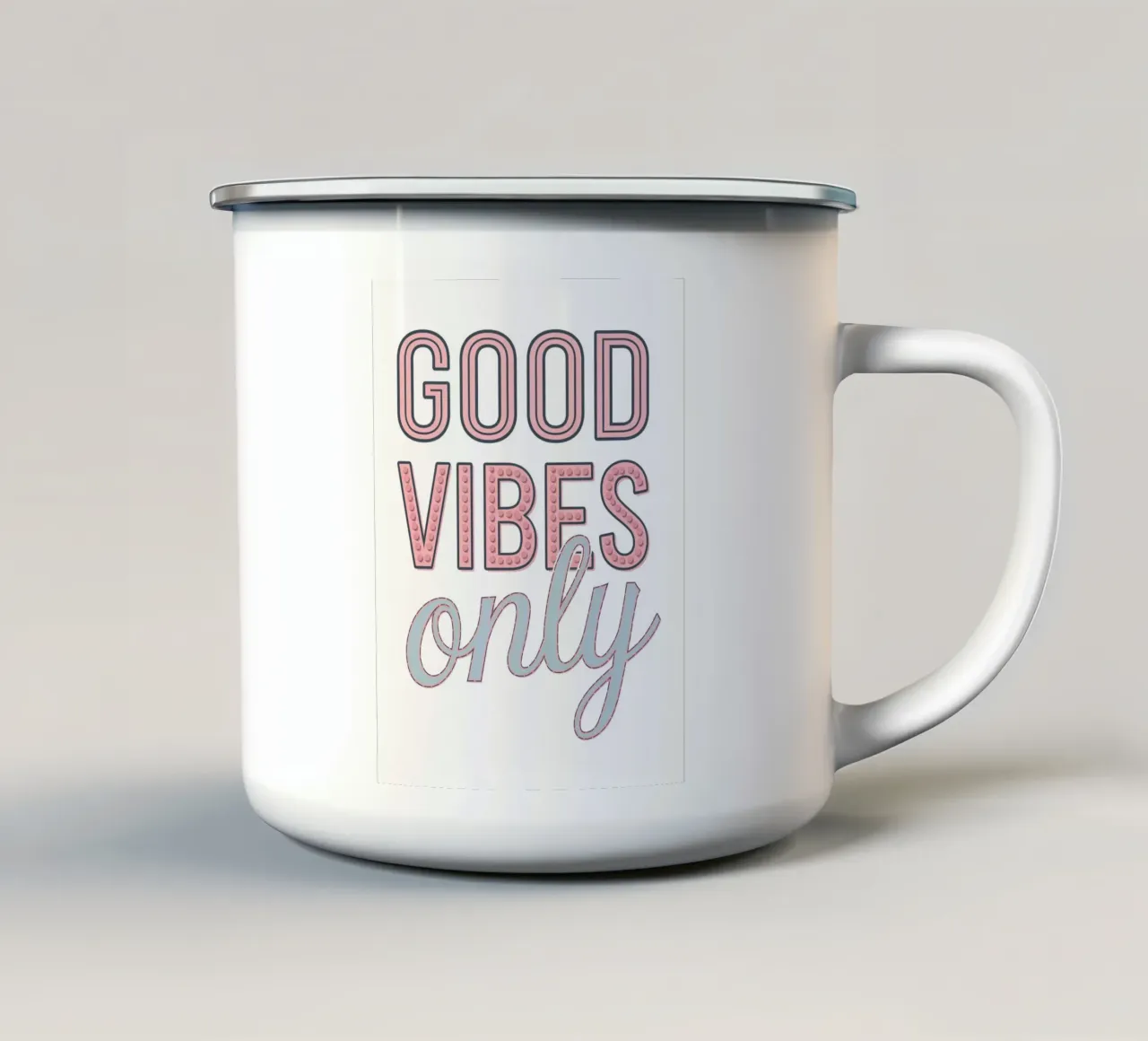 SOLO BUONE VIBRAZIONI tazza in smalto da logic