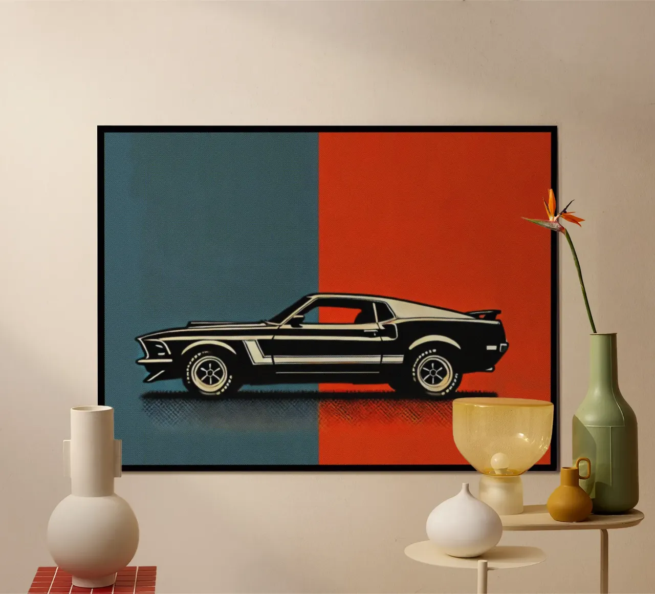Mustang Mach1 - Stampa poster d'epoca poster con telaio in plastica da posterprints-by-nomad