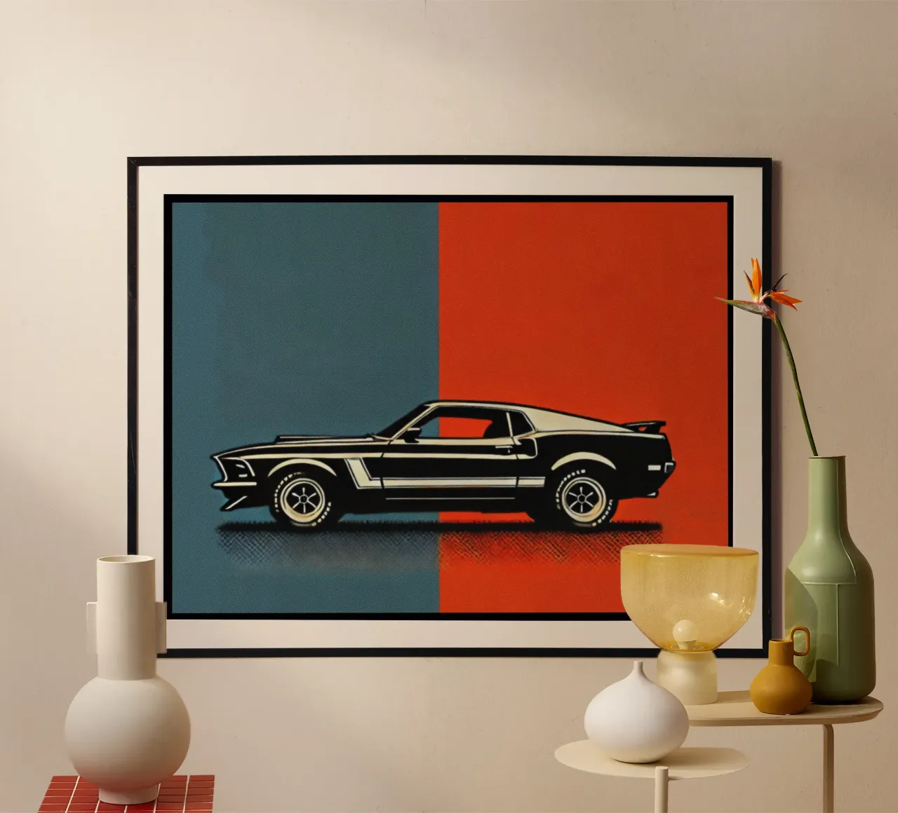 Mustang Mach1 - Stampa poster d'epoca poster con telaio in plastica da posterprints-by-nomad