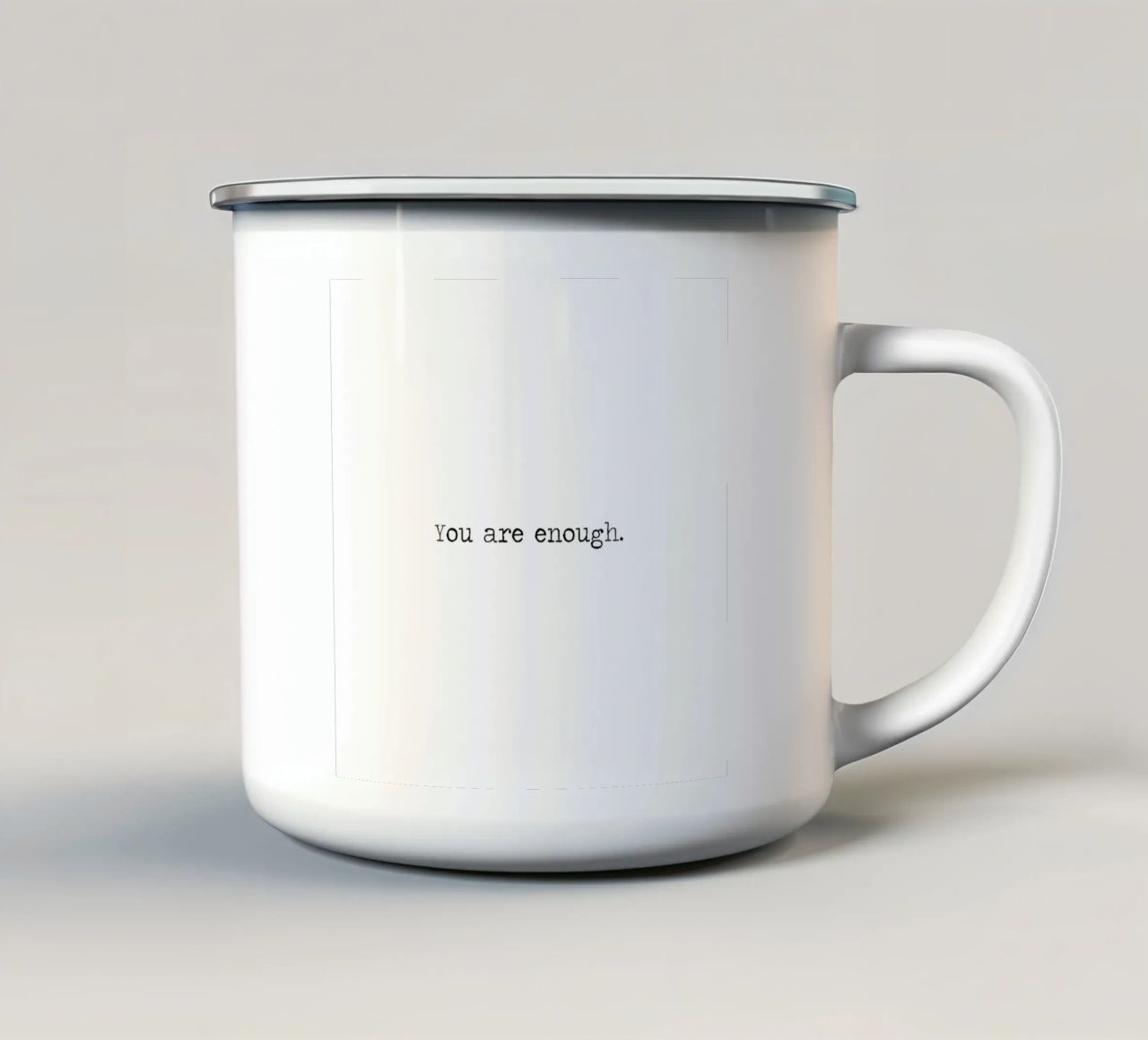 You Are Enough - minimalist black and white quote tazza in smalto da Summer Soul Co. - Quotes