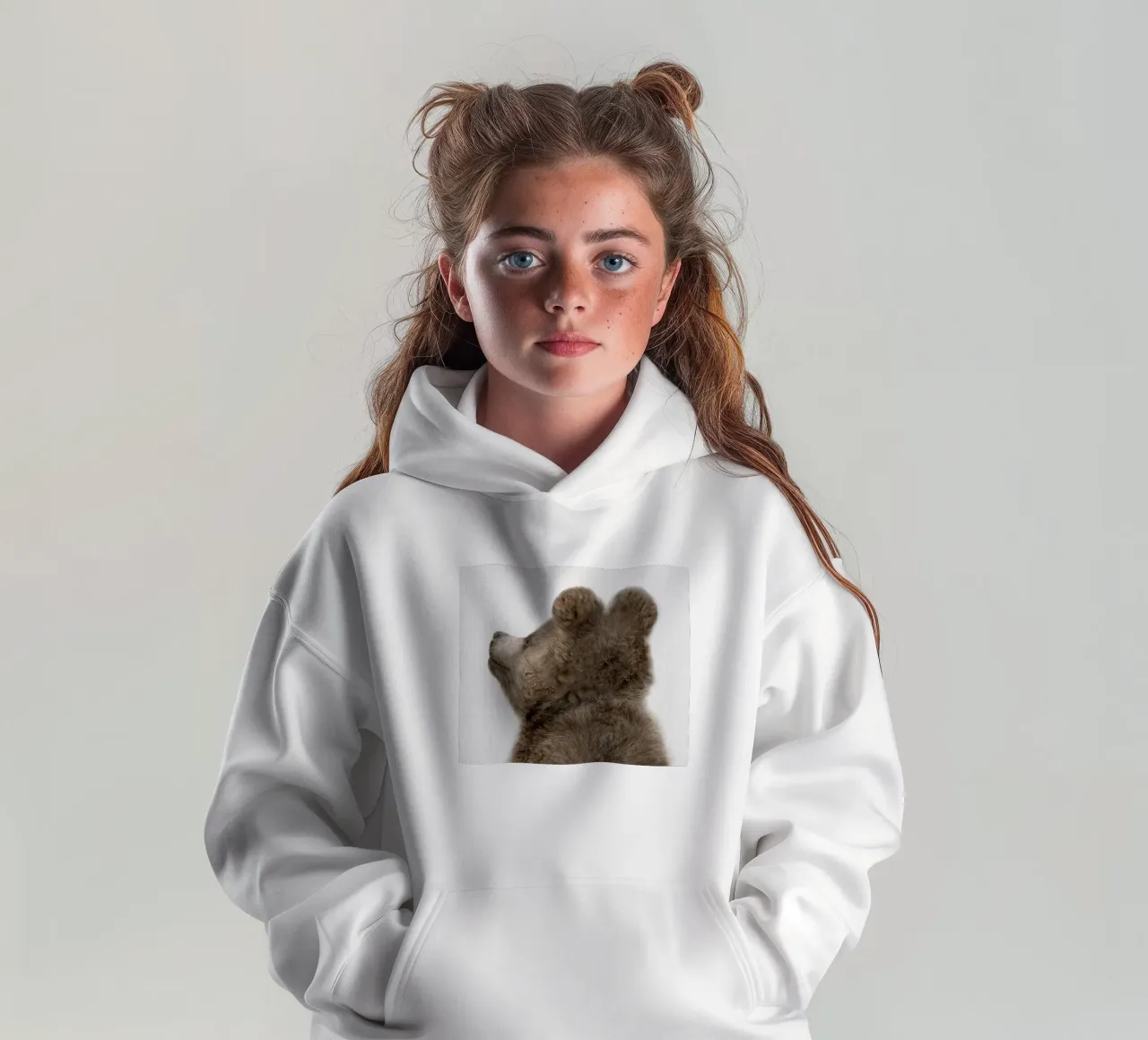 Peekaboo Bear Cub kids hoodie by Lila x Lola