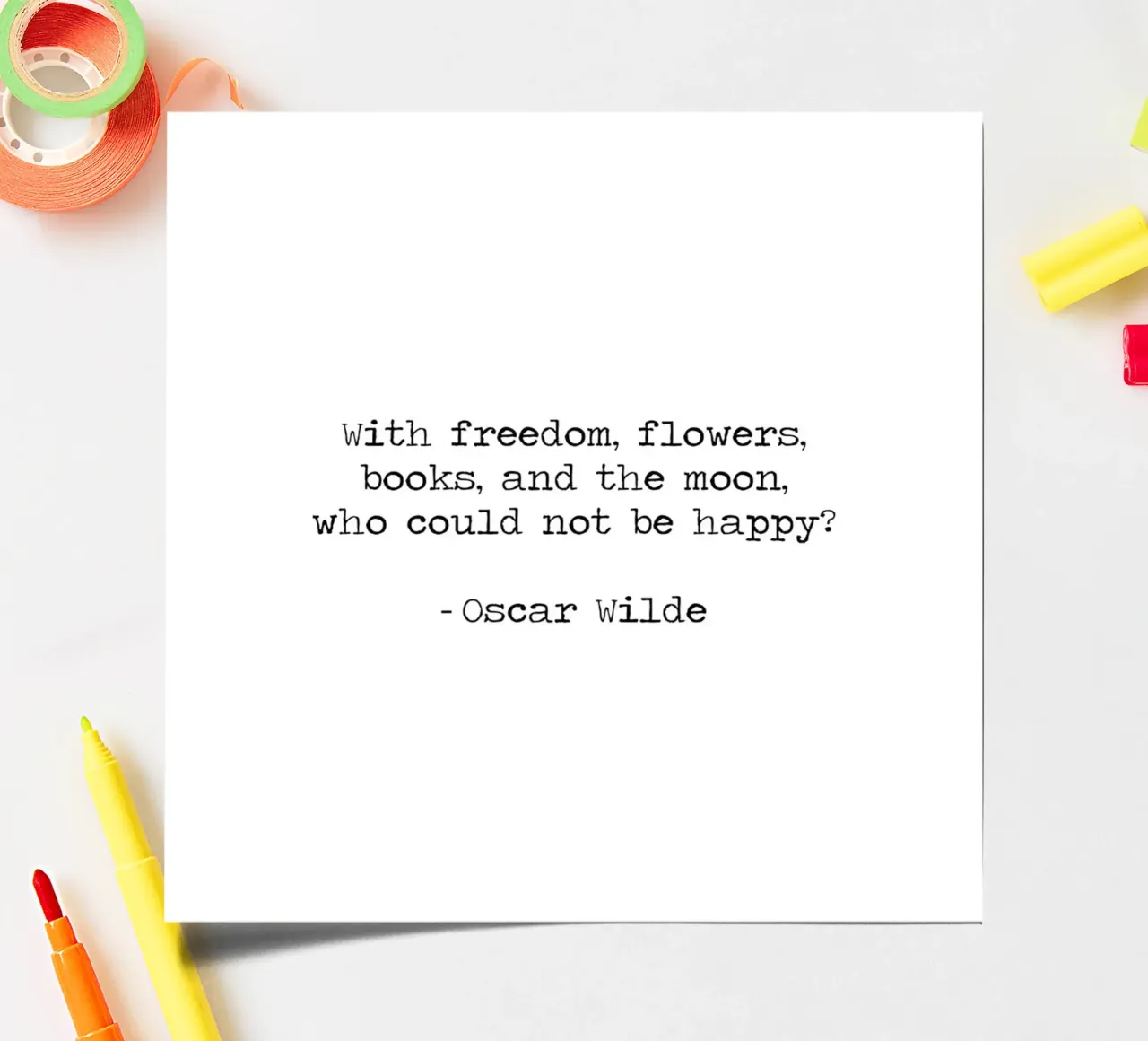 "With Freedom Flowers Books and the Moon" Oscar Wilde quote sticker sheet by Summer Soul Co. - Quotes