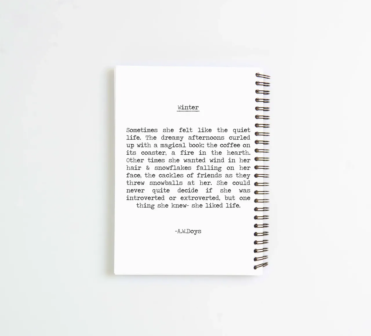 Winter - A. W. Doys Zitat Ringbuch von Summer Soul Co. - Quotes