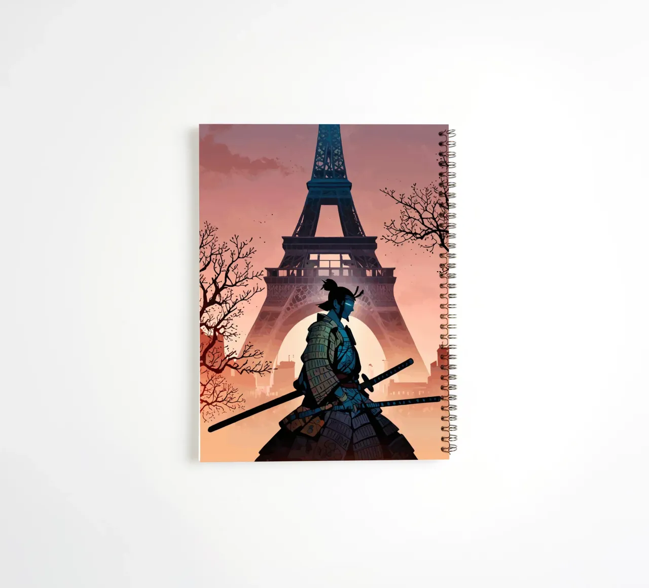 Samurai of the Eiffel Dawn spiral notebook by artdesign1985