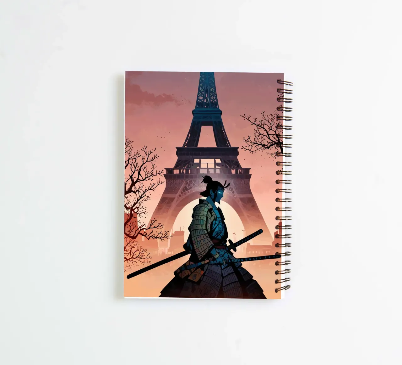 Samurai of the Eiffel Dawn spiral notebook by artdesign1985