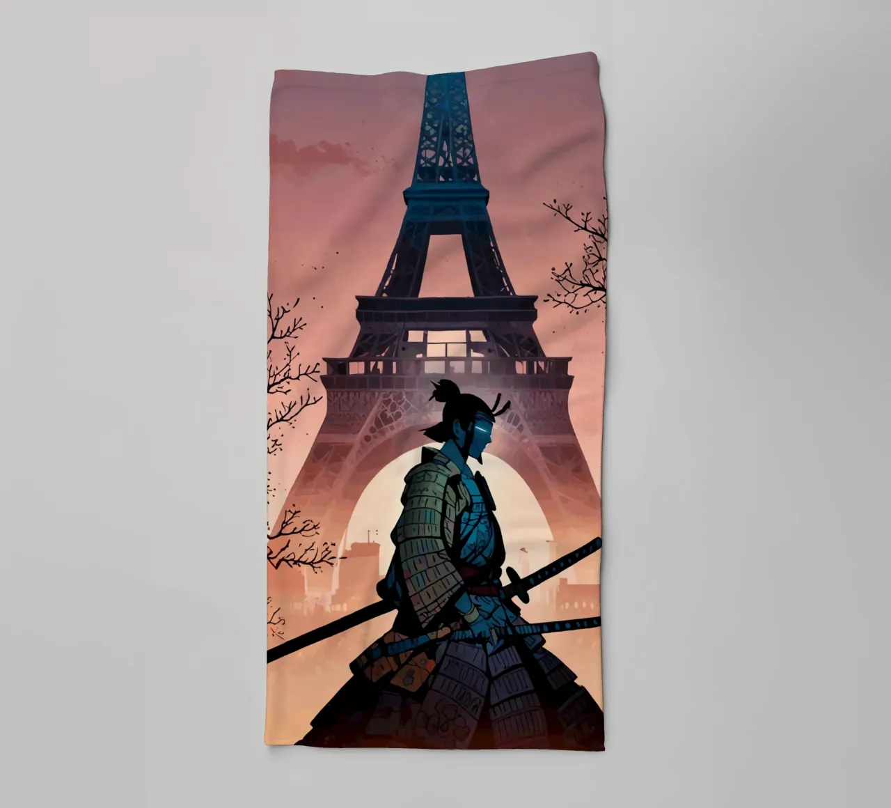 Samurai der Eiffeldämmerung Handtuch von artdesign1985