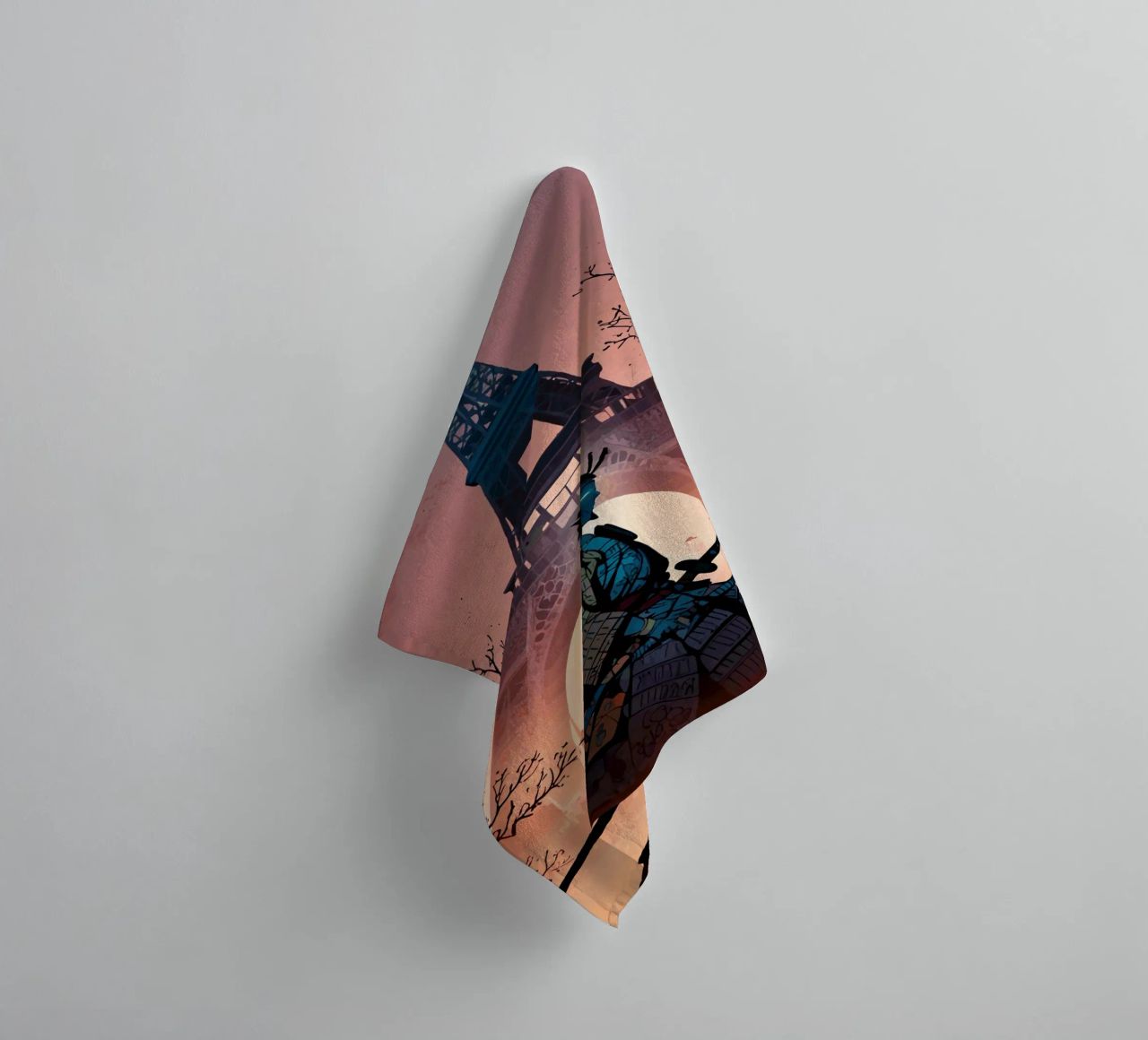 Samurai of the Eiffel Dawn towel by artdesign1985
