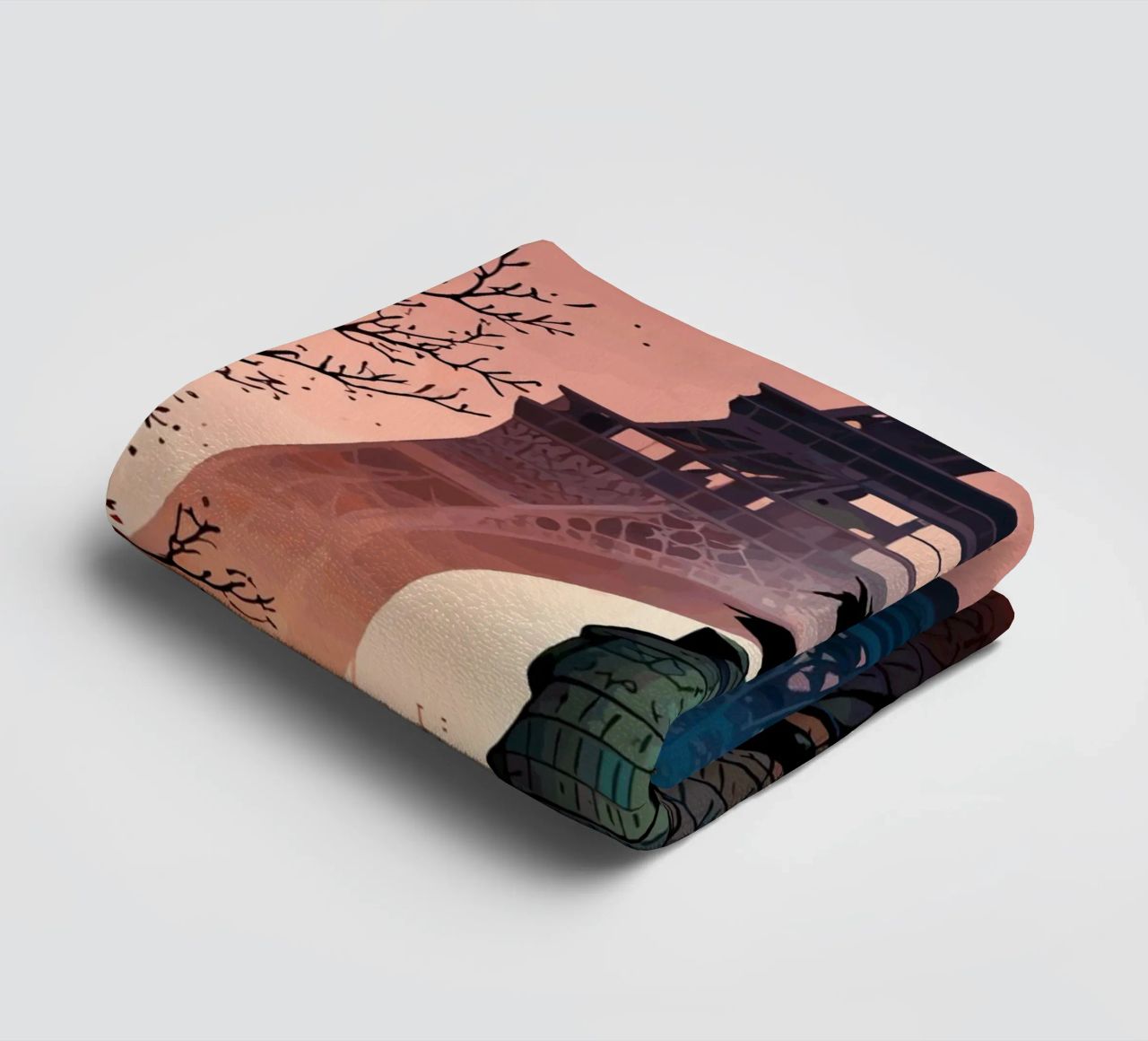 Samurai of the Eiffel Dawn towel by artdesign1985