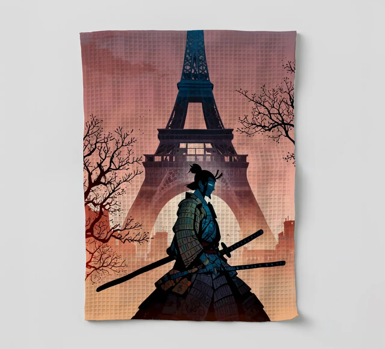 Il samurai dell'Alba Eiffel canovaccio da cucina da artdesign1985