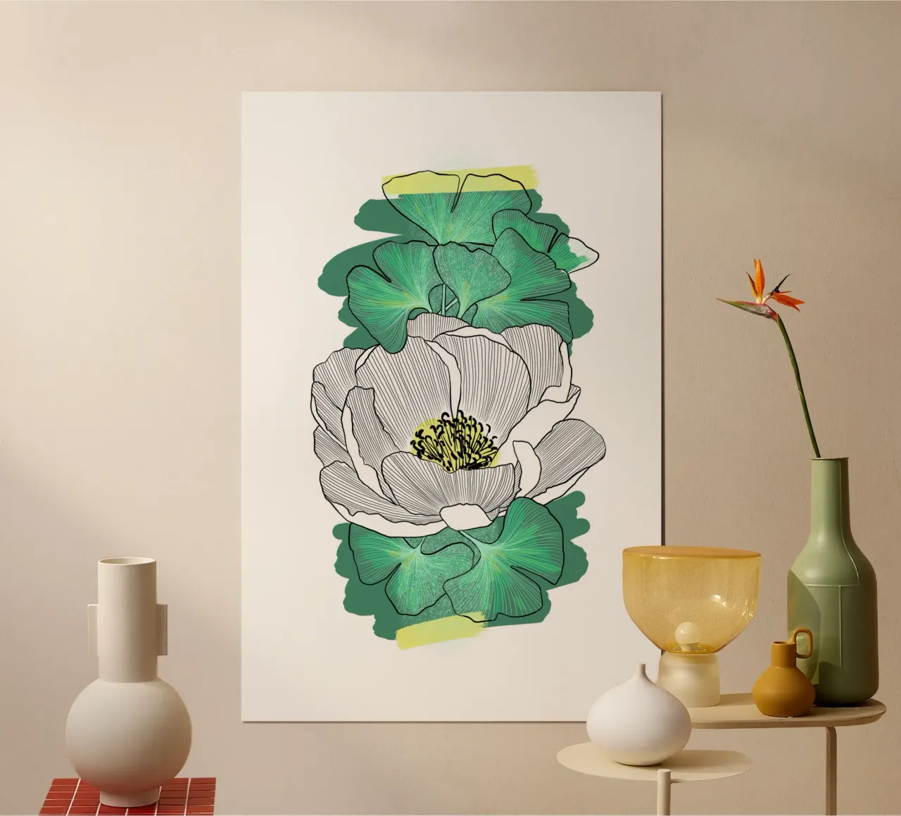 Pivoine poster con telaio in legno da Klo~