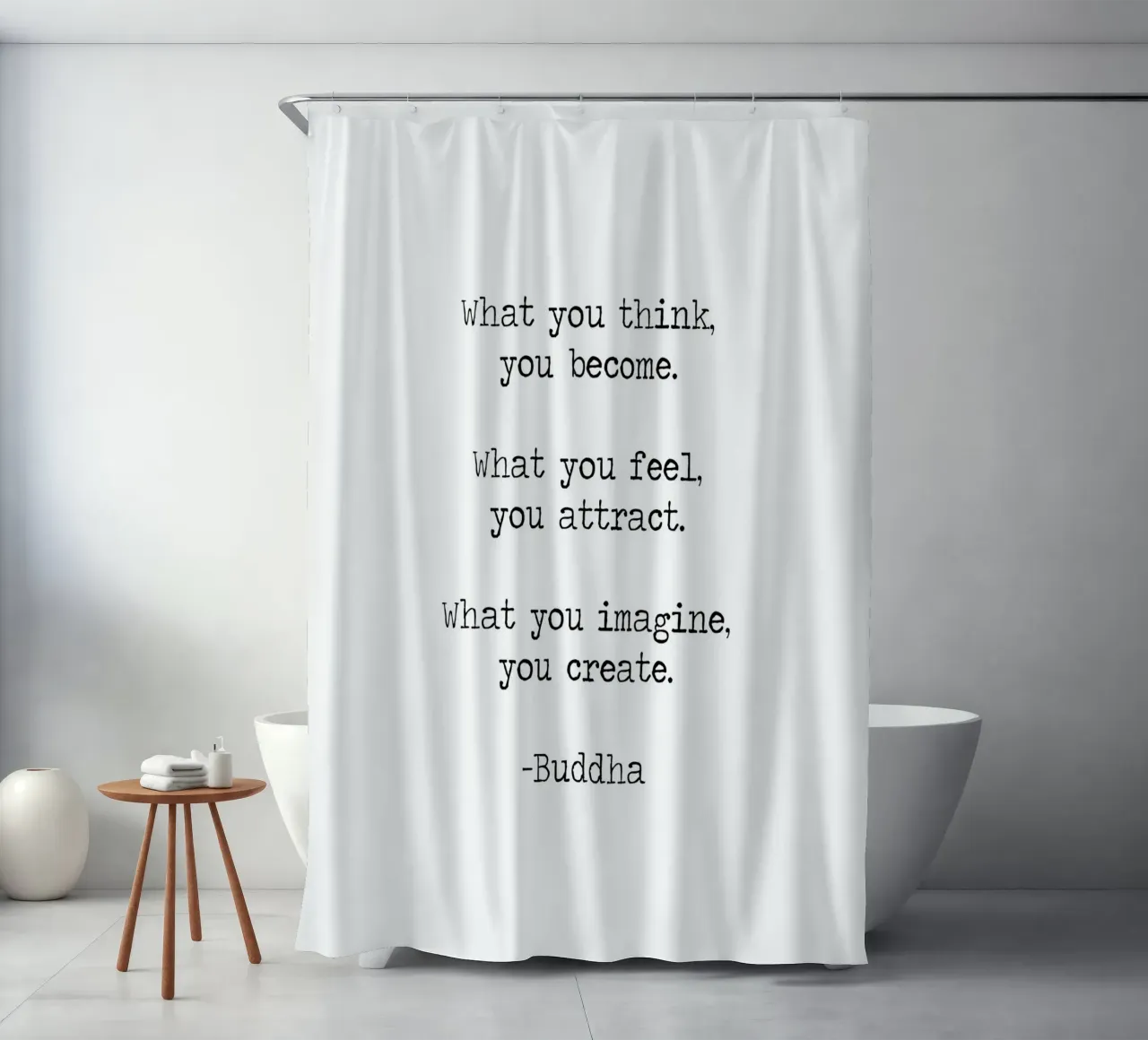 "Wat je denkt word je" - Boeddha Boeddhistische leer quote douchegordijn van Summer Soul Co. - Quotes
