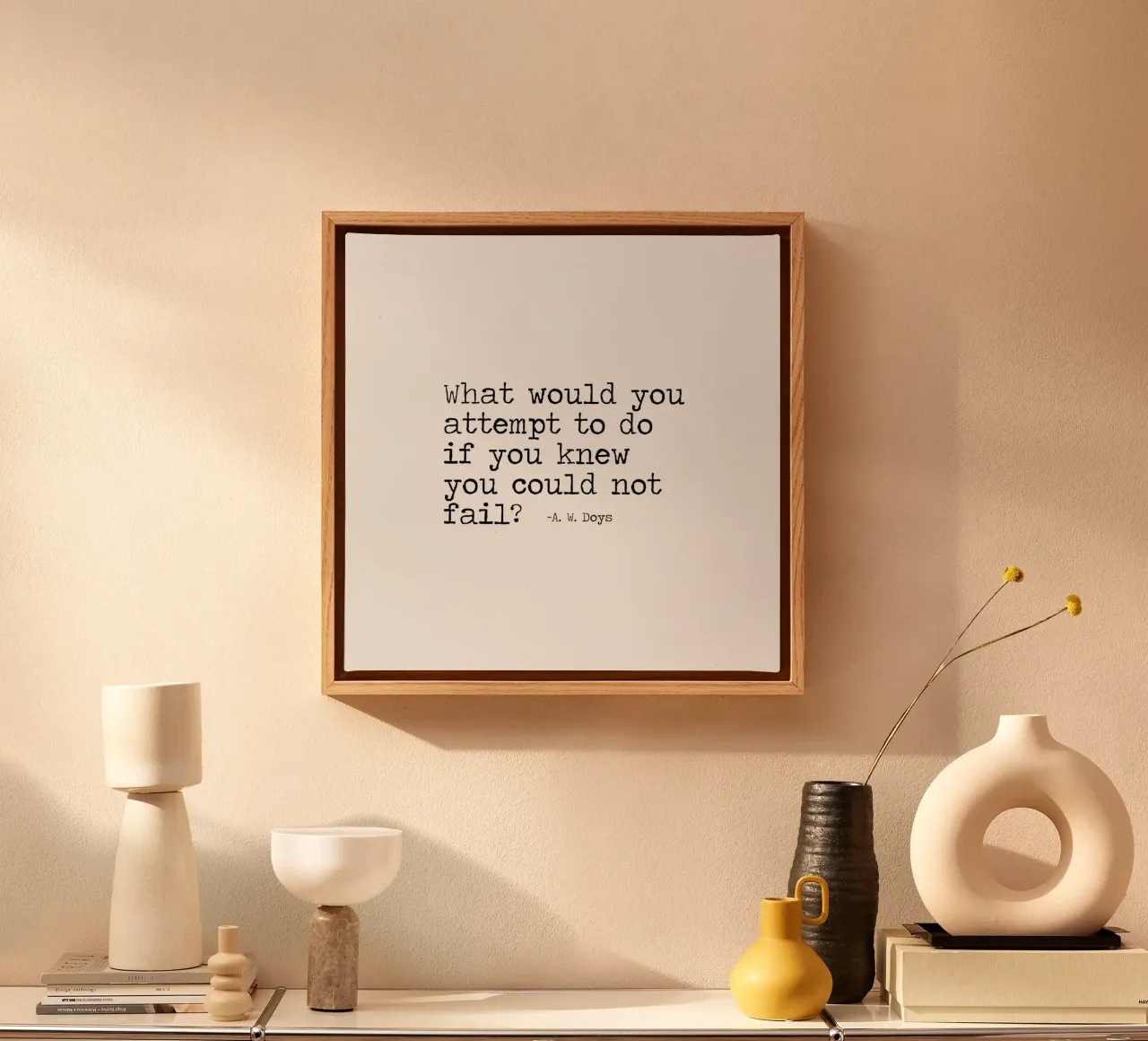 Was würden Sie versuchen, wenn Sie wüssten, dass Sie nicht scheitern können Zitat Leinwand mit Schattenfugenrahmen von Summer Soul Co. - Quotes