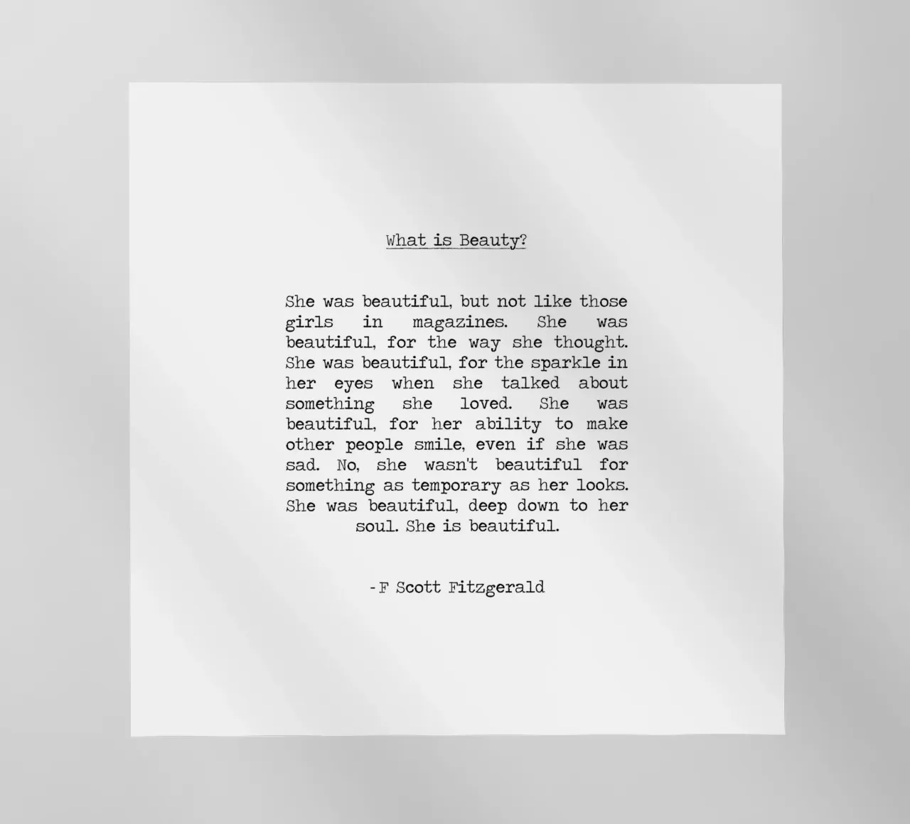 Lei era bella - F Scott Fitzgerald Citazione di bellezza pellicola backlit da Summer Soul Co. - Quotes