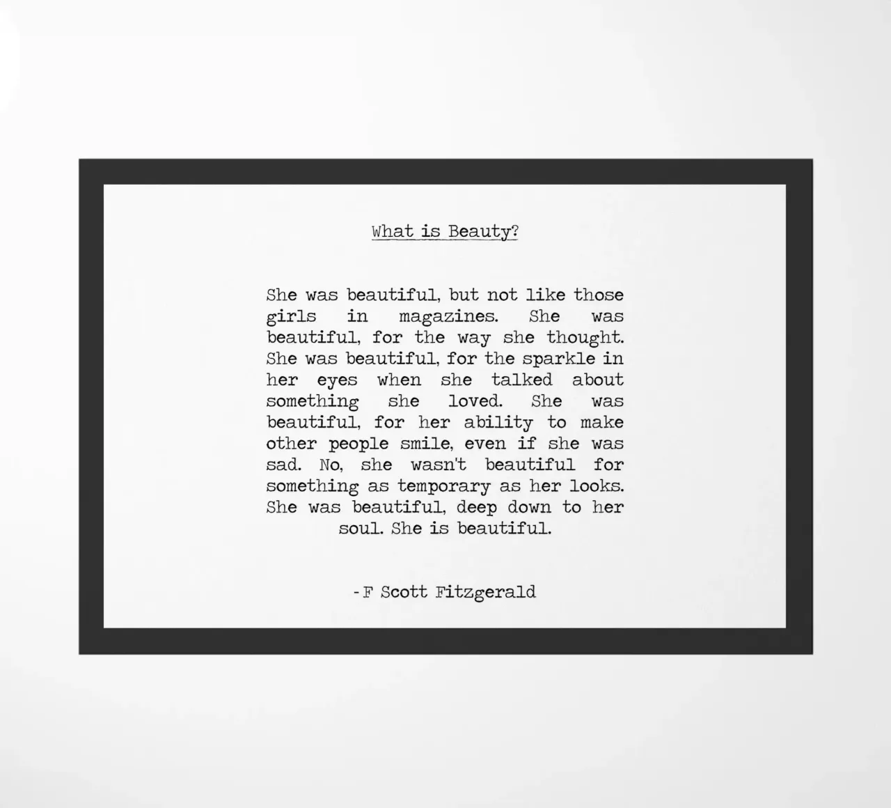 Lei era bella - F Scott Fitzgerald Citazione di bellezza zerbino da Summer Soul Co. - Quotes