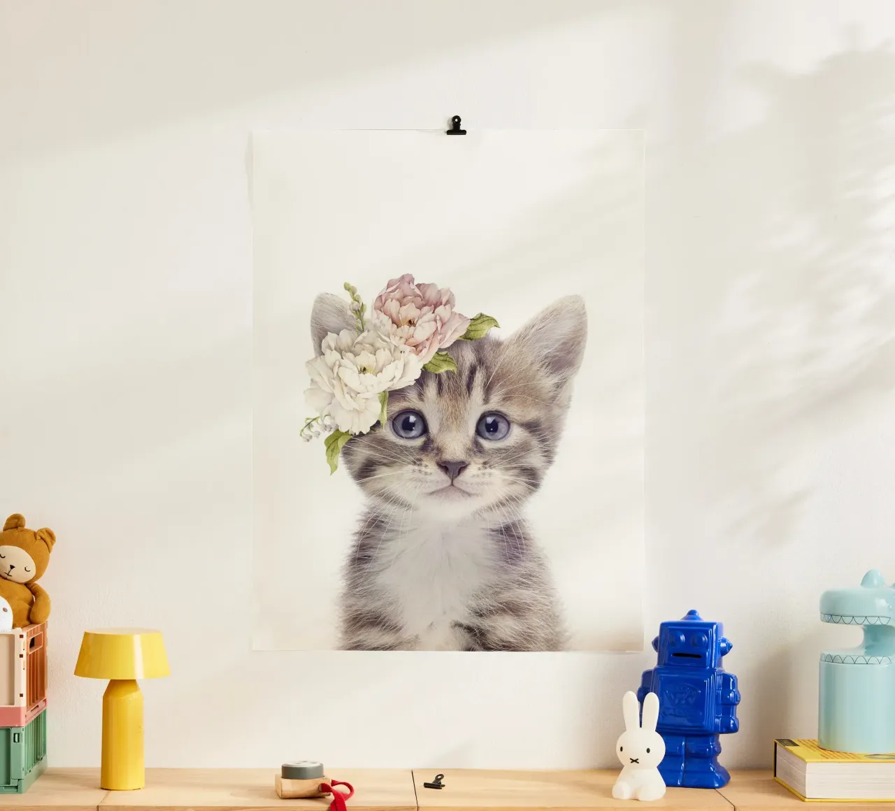Floral Kitten poster with plastic frame by Lila x Lola