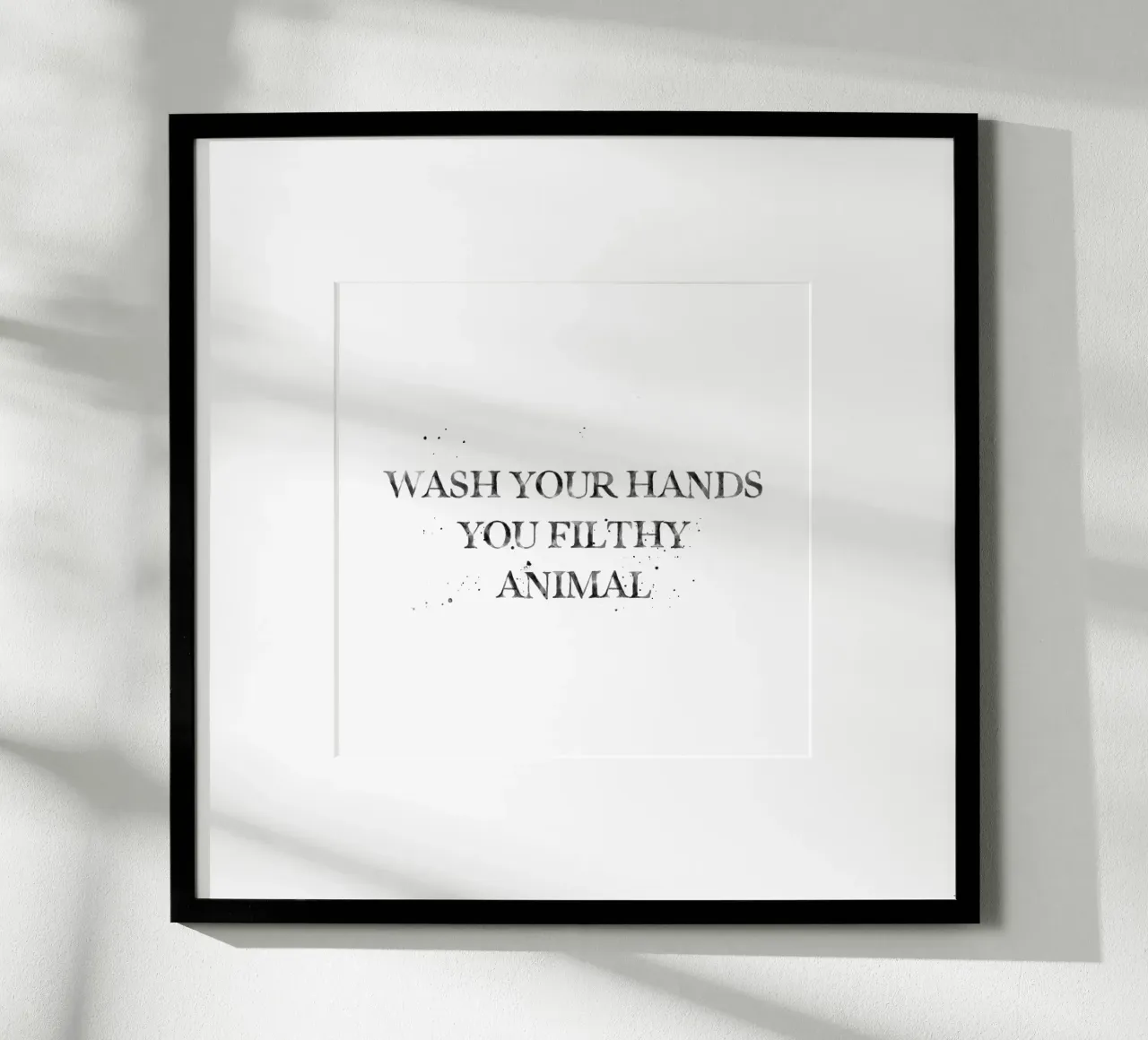 Wasch dir die Hände du dreckiges Tier - Zitat Bad Poster mit Kunststoffrahmen von Summer Soul Co. - Quotes