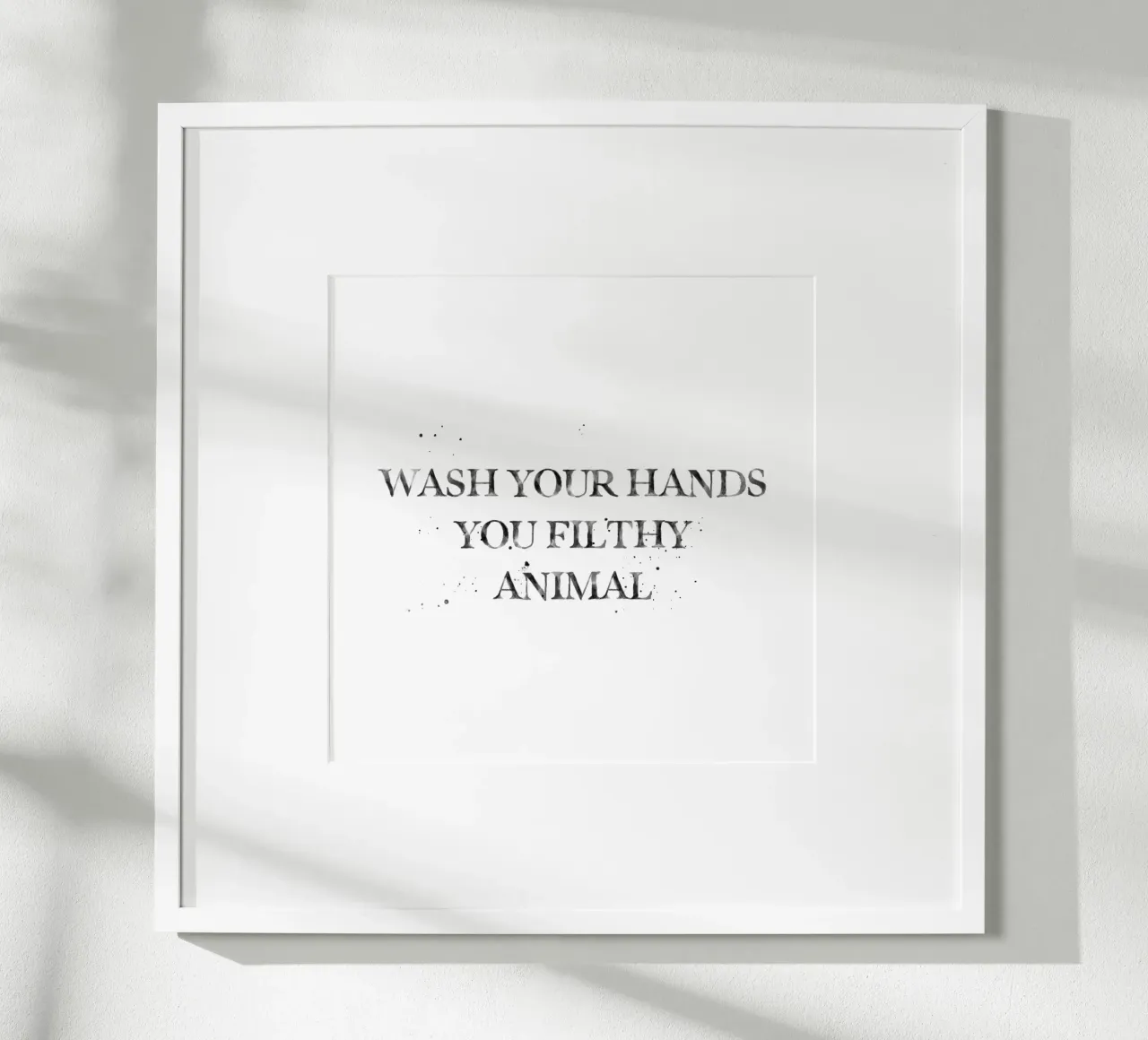 Wasch dir die Hände du dreckiges Tier - Zitat Bad Poster mit Kunststoffrahmen von Summer Soul Co. - Quotes
