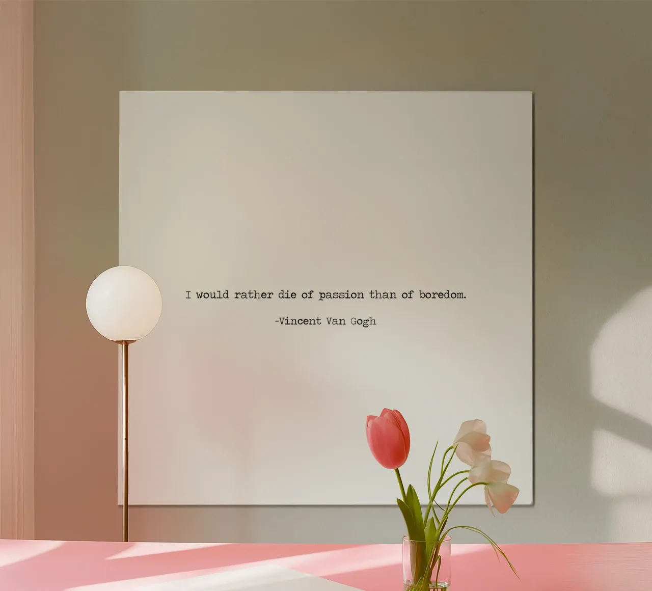 Preferisco morire di passione che di noia -Vincent Van Gogh poster con telaio in plastica da Summer Soul Co. - Quotes