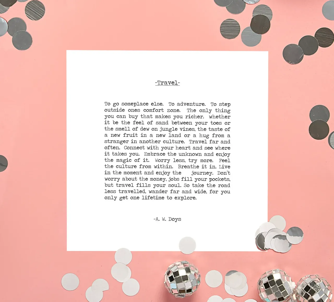Viaggiare in modo errante A. W. Doys Citazione adesivo da Summer Soul Co. - Quotes