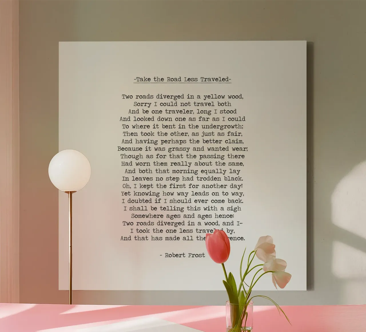 "Neem de minst bereisde weg" - Robert Frost Citaat canvas van Summer Soul Co. - Quotes