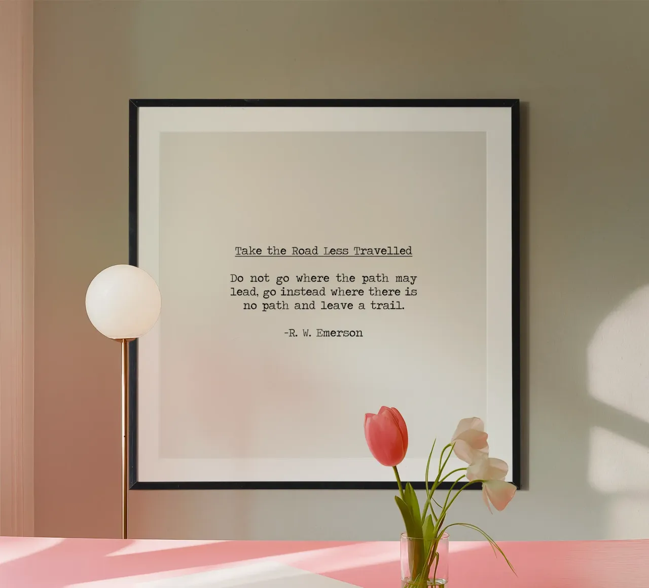 Nimm den weniger befahrenen Weg Ralph Waldo Emerson Zitat Hahnemühle von Summer Soul Co. - Quotes