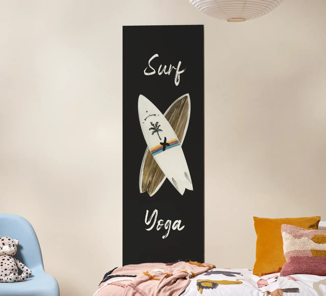 Surf e Yoga Surf Board Word Art Quote poster con telaio in plastica da Summer Soul Co. - Quotes