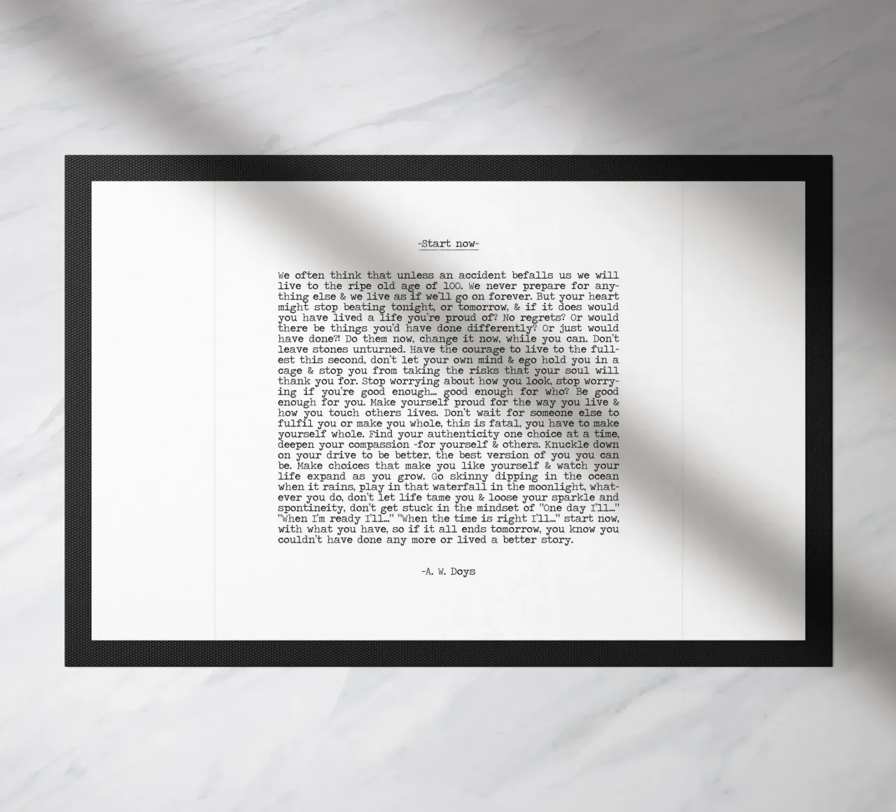 Iniziare ora, vivere il momento, non aspettare, vivere ora Citazione zerbino da Summer Soul Co. - Quotes