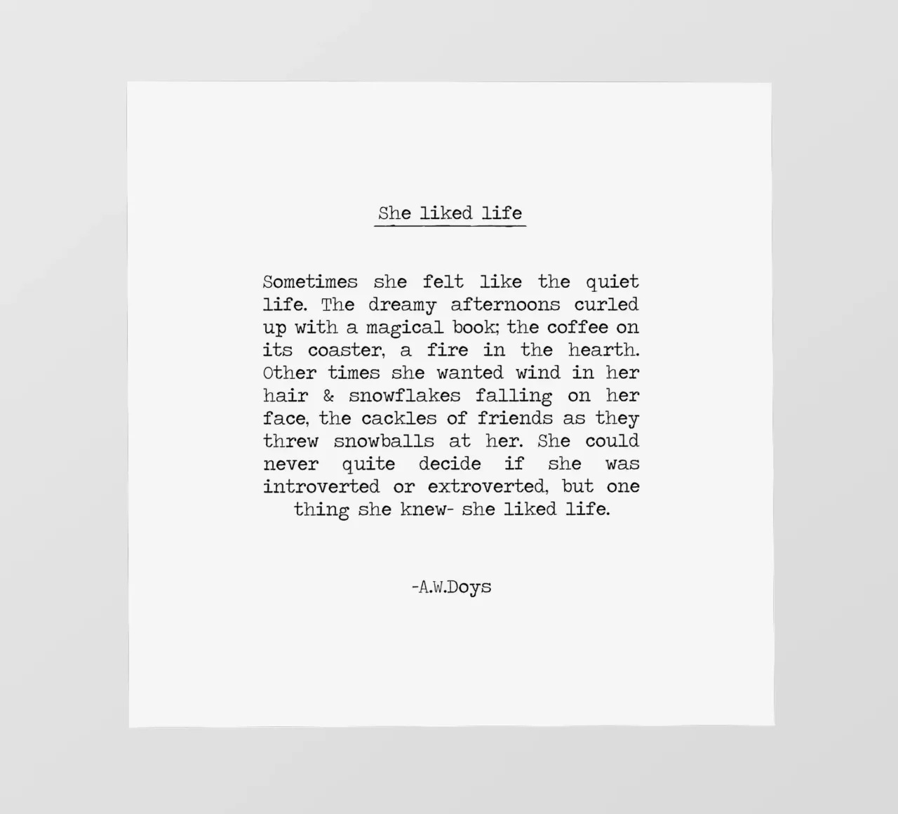 Come la vita - Citazione di A W Doys pellicola backlit da Summer Soul Co. - Quotes