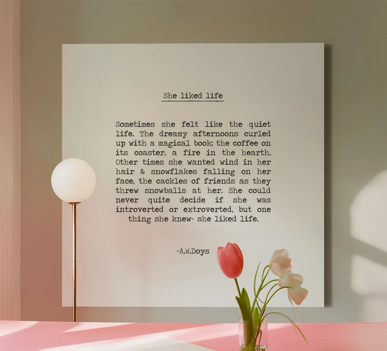 Wie das Leben - A W Doys Zitat Leinwand mit Schattenfugenrahmen von Summer Soul Co. - Quotes