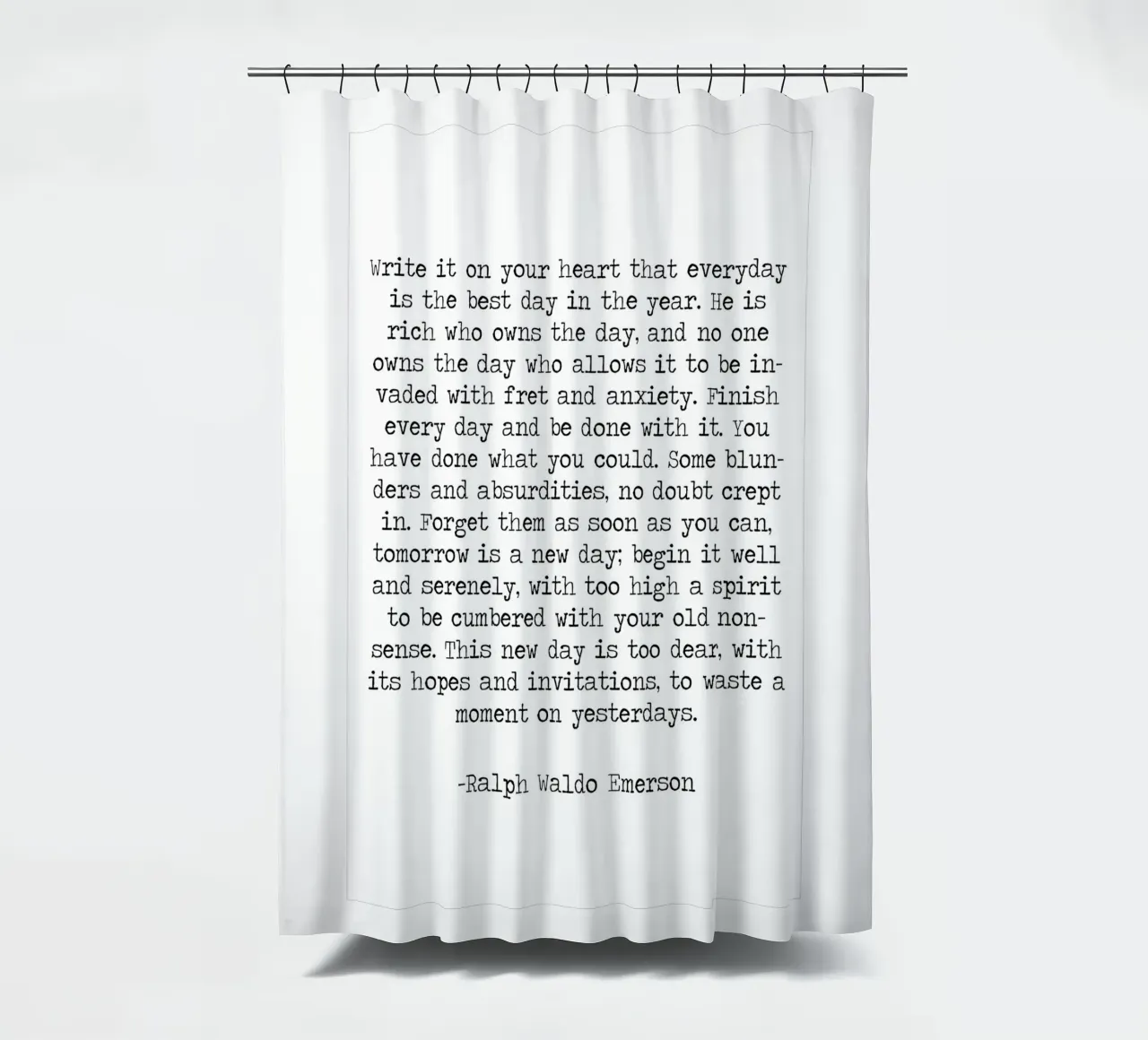Schreib es auf dein Herz, Ralph Waldo Emerson Zitat Duschvorhang von Summer Soul Co. - Quotes