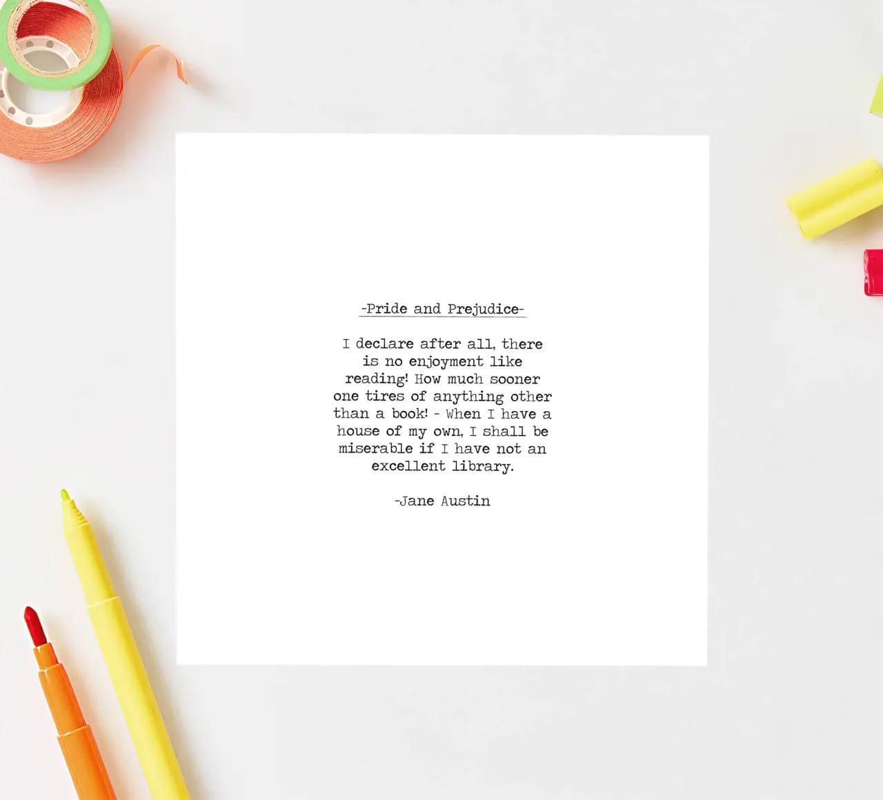 Orgoglio e pregiudizio - L'amore per la lettura citazione di un libro adesivo da Summer Soul Co. - Quotes