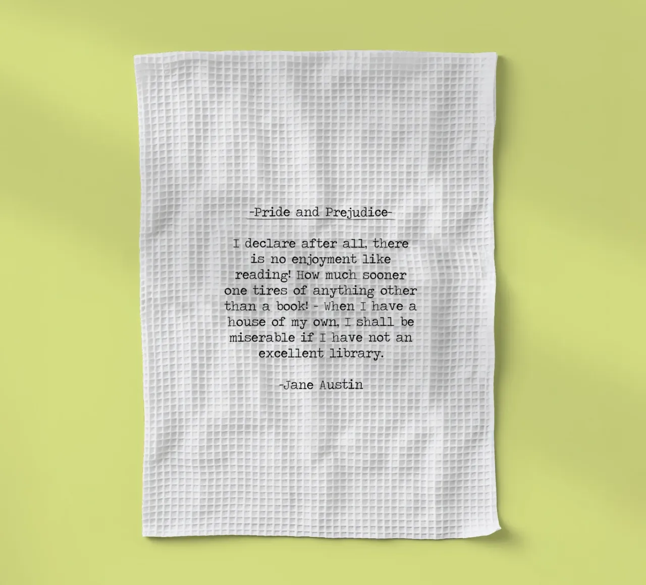 Orgoglio e pregiudizio - L'amore per la lettura citazione di un libro canovaccio da cucina da Summer Soul Co. - Quotes