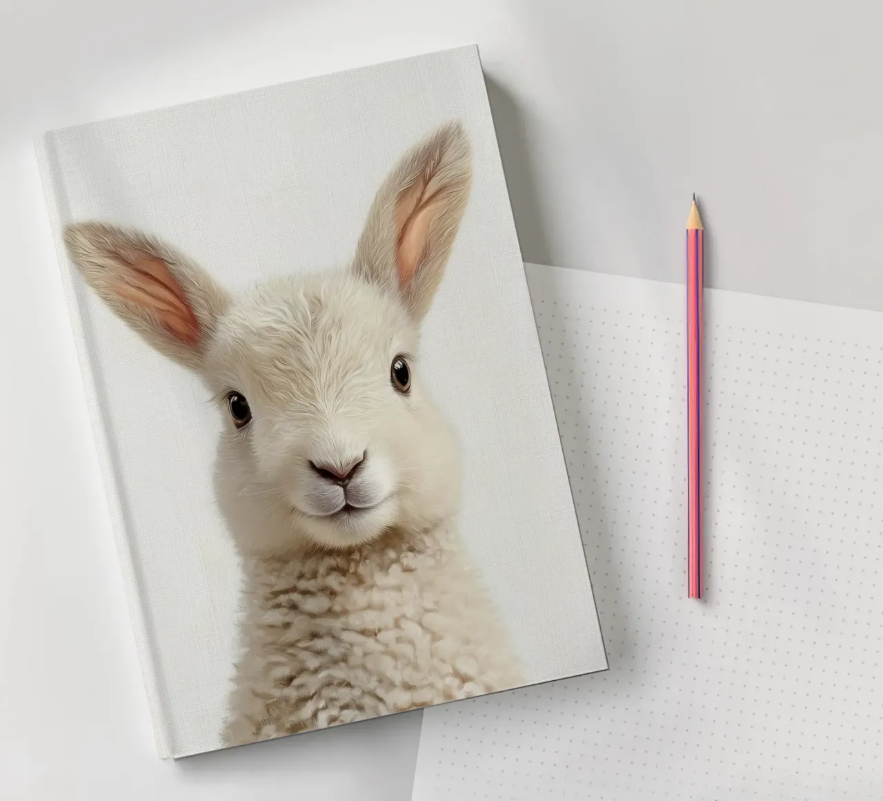 Lisa cute baby lamb notebook by Carinaprint