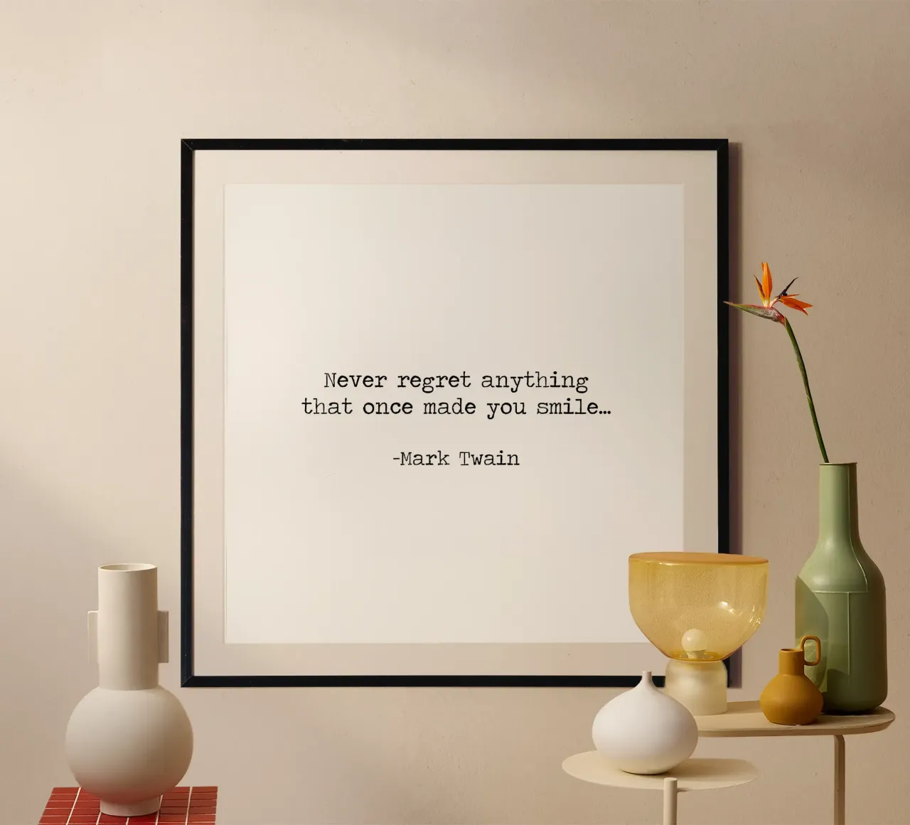 Non rimpiangere mai nulla che ti abbia fatto sorridere -Mark Twain carta hahnemühle da Summer Soul Co. - Quotes