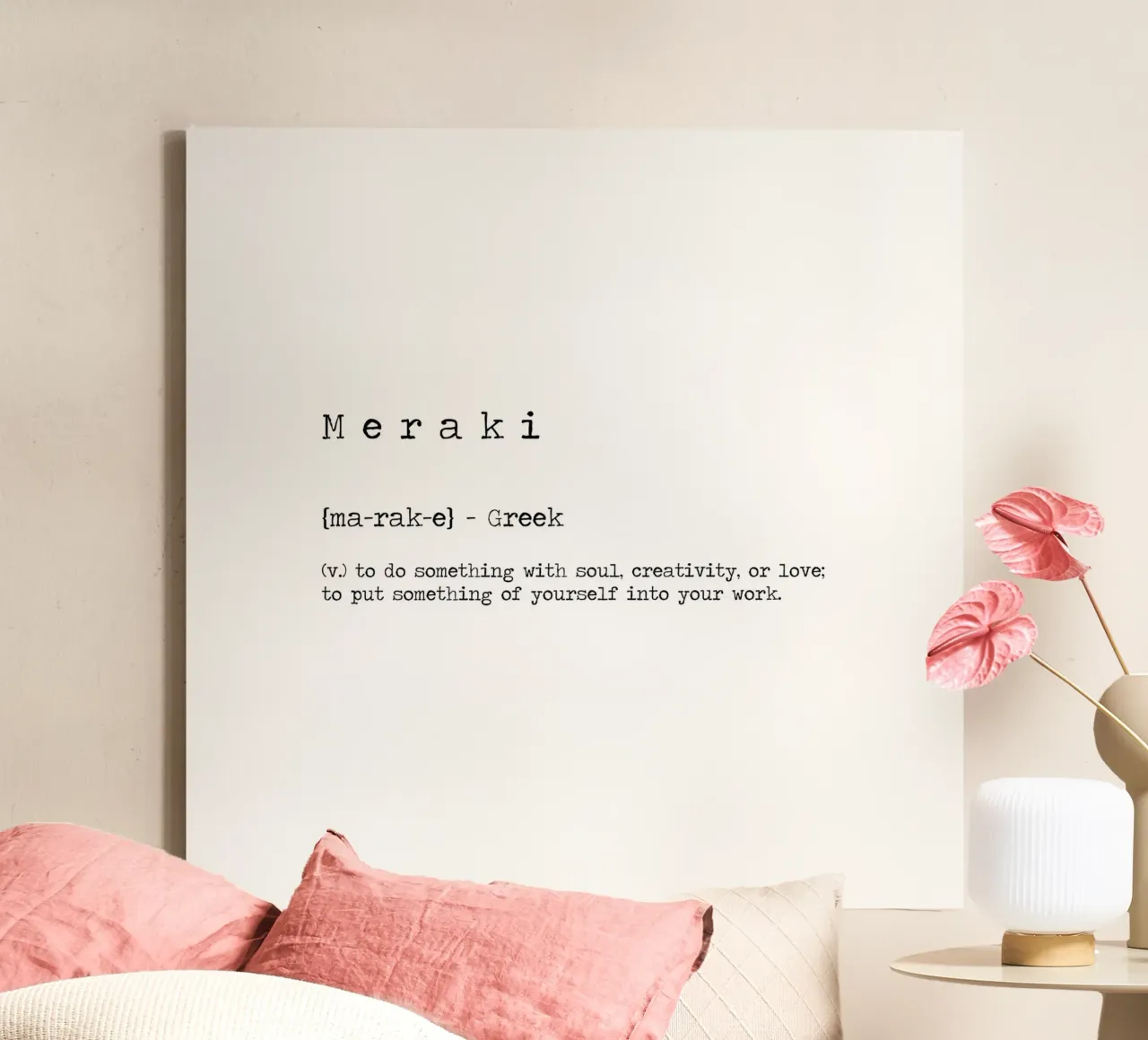 Meraki Griechische Definition - etwas mit Seele tun Zitat Leinwand mit Schattenfugenrahmen von Summer Soul Co. - Quotes