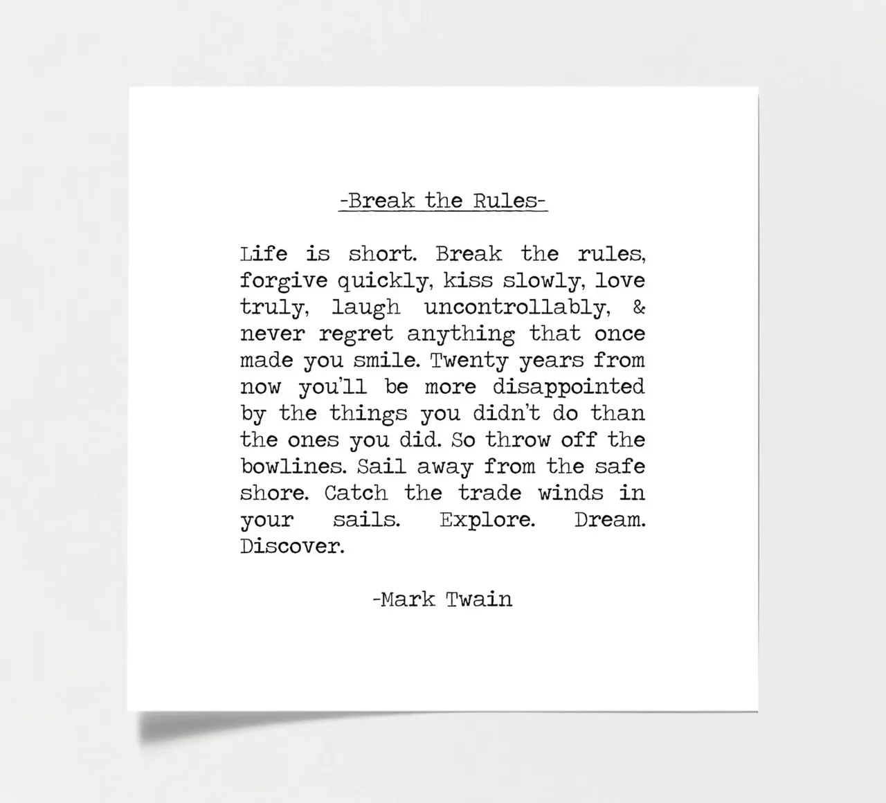 Break The Rules - Das Leben ist kurz, erforschen, träumen, entdecken Stickerbogen von Summer Soul Co. - Quotes