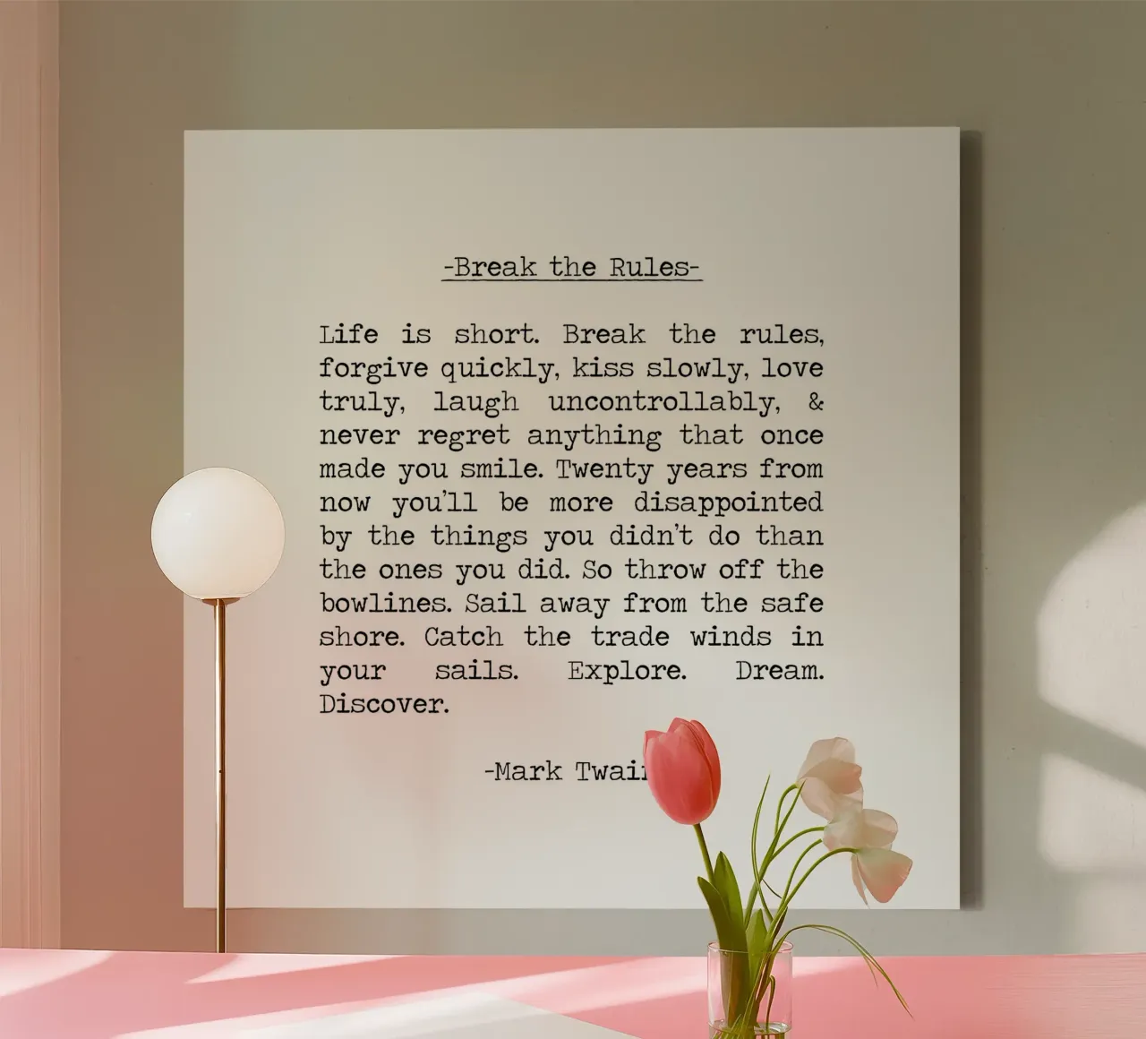 Break The Rules - Das Leben ist kurz, erforschen, träumen, entdecken Leinwand von Summer Soul Co. - Quotes
