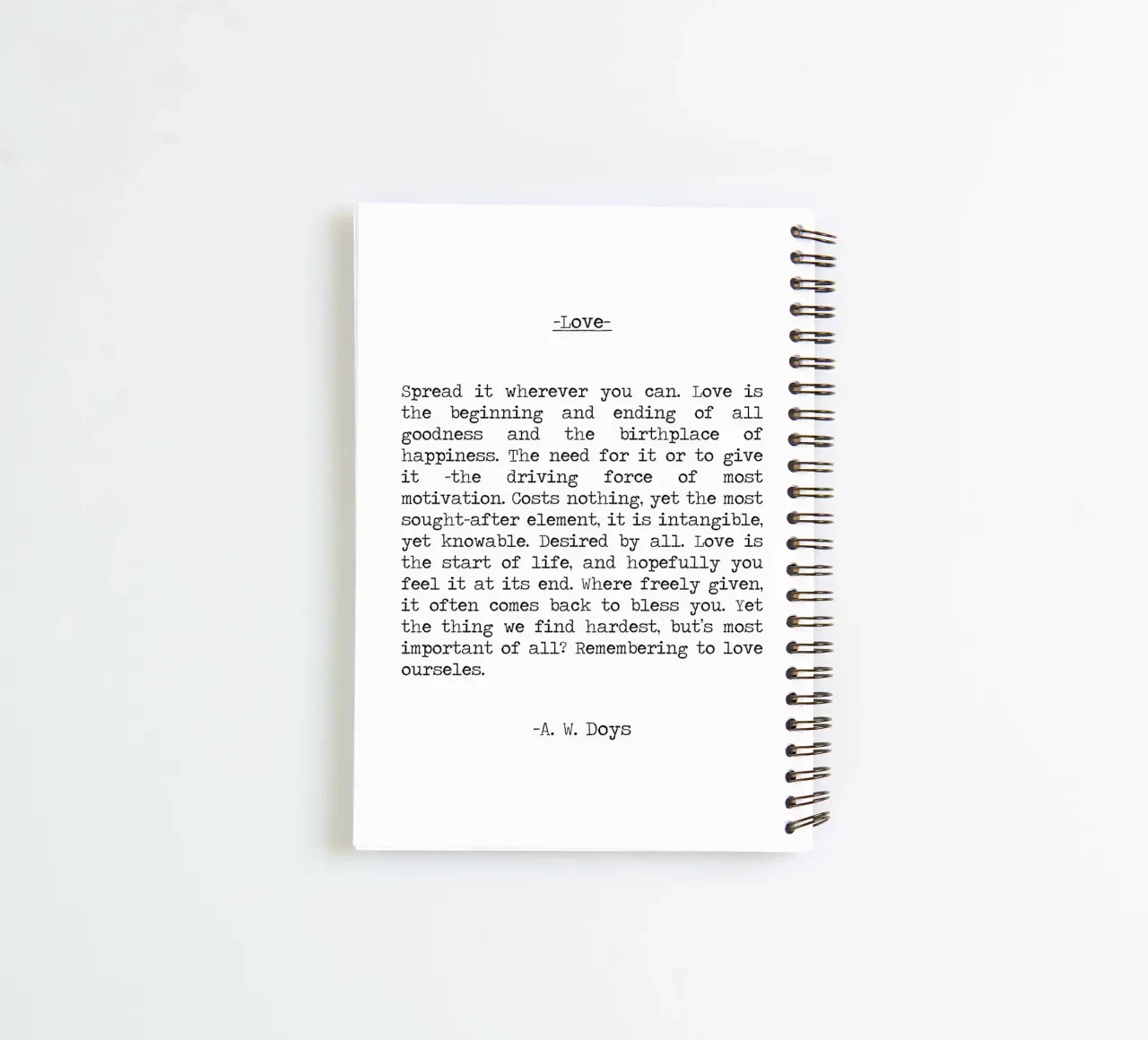 Definizione di amore A W Doys Citazione di poesia diario ad anelli da Summer Soul Co. - Quotes