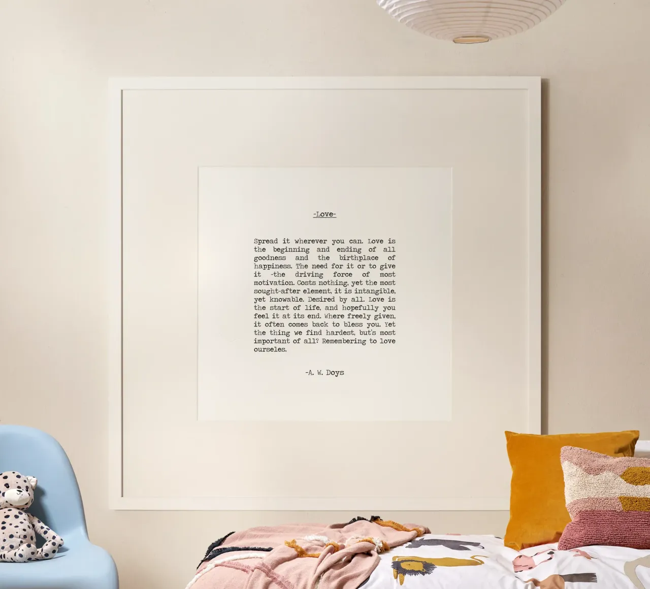 Definizione di amore A W Doys Citazione di poesia poster con telaio in legno da Summer Soul Co. - Quotes