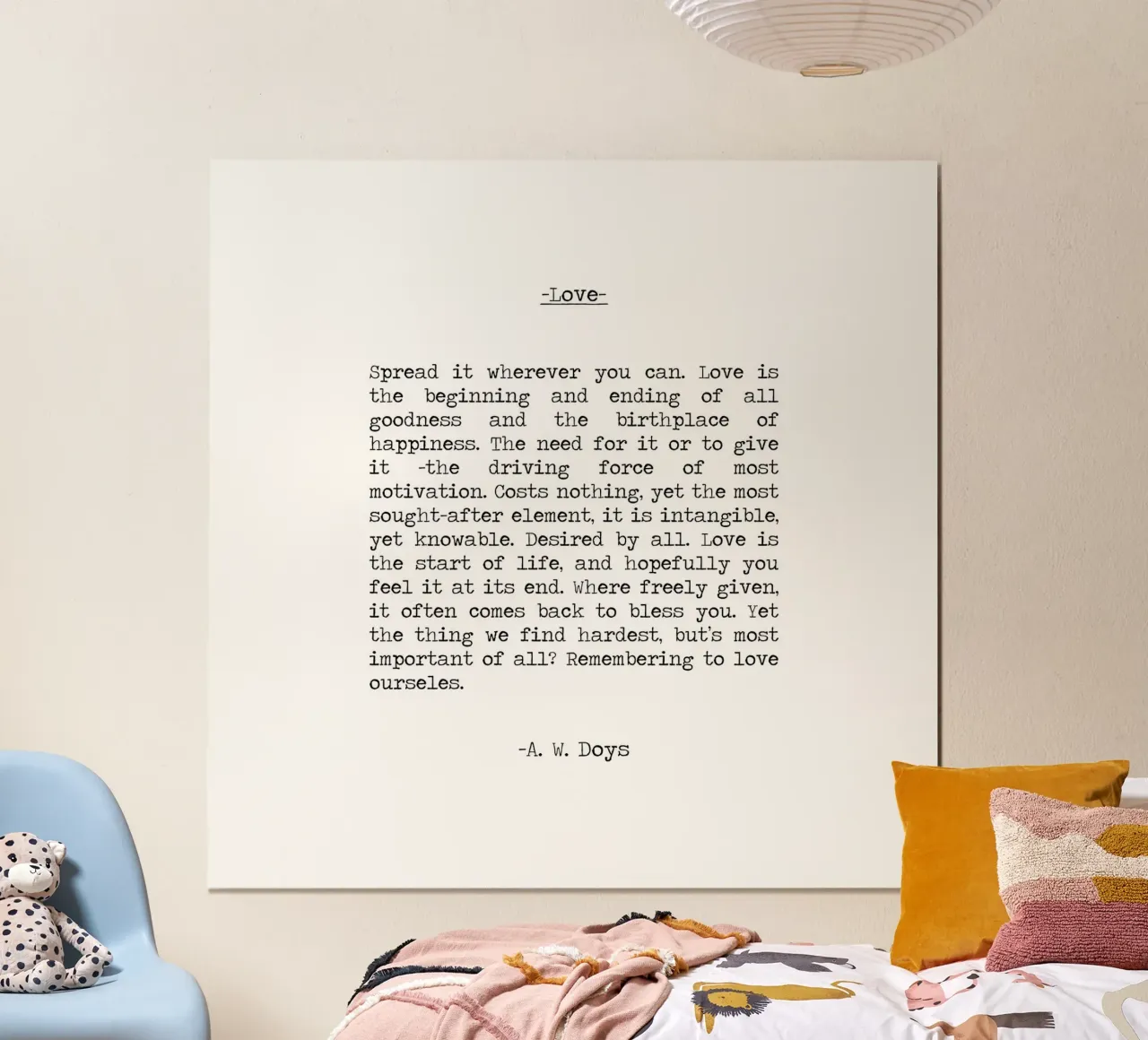 Definizione di amore A W Doys Citazione di poesia poster con telaio in legno da Summer Soul Co. - Quotes
