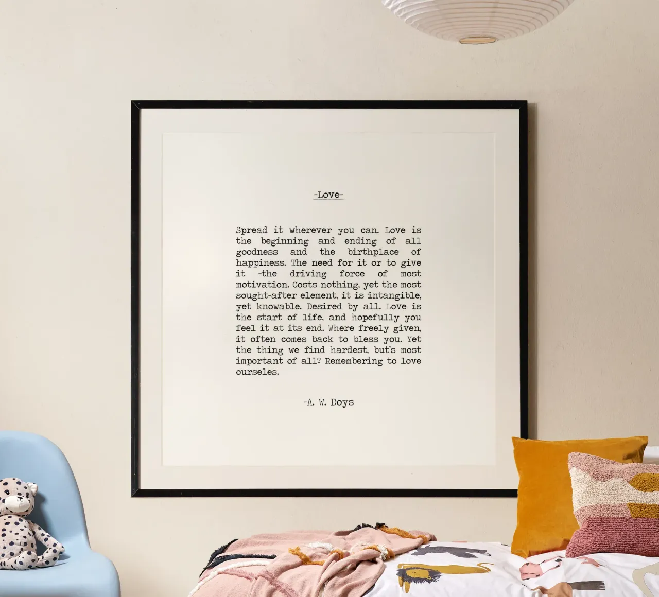 Definizione di amore A W Doys Citazione di poesia poster con telaio in legno da Summer Soul Co. - Quotes