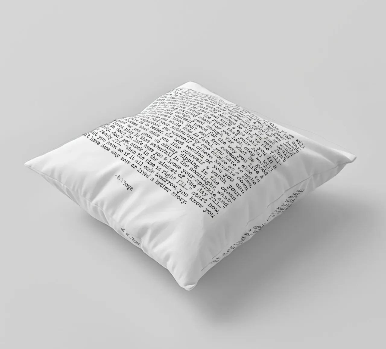 Live Now A W Doys citazione minimalista in bianco e nero cuscino da Summer Soul Co. - Quotes