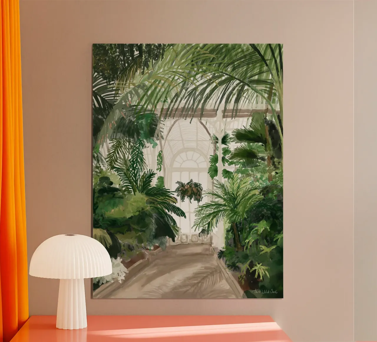 Ilustración del invernadero de palmeras tropicales del Jardín Botánico de Kew poster de This Wild Soul - Illustration