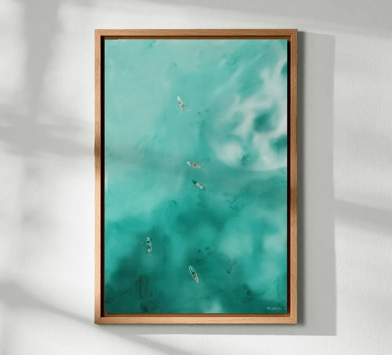 Surf Blue Aqua Ocean Blue Surfing Sea Surfer Illustrazione tela con Cornice a cassetta da This Wild Soul - Illustration