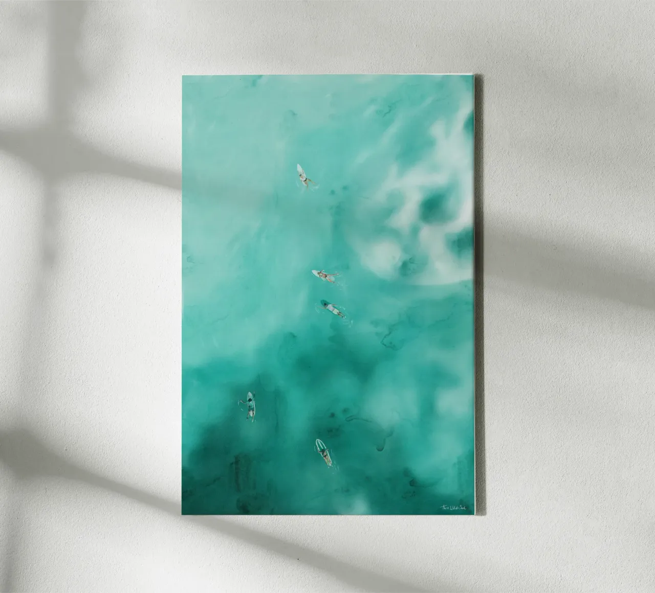 Surf Blue Aqua Ocean Blue Surfing Sea Surfer Illustrazione tela con Cornice a cassetta da This Wild Soul - Illustration