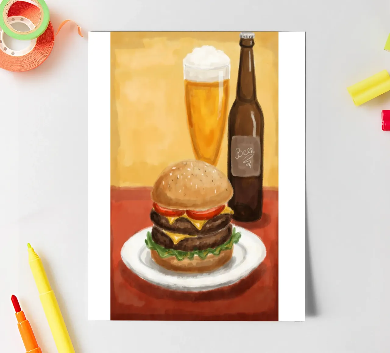 Hamburger & Bier Stickerbogen von Indigo Rain