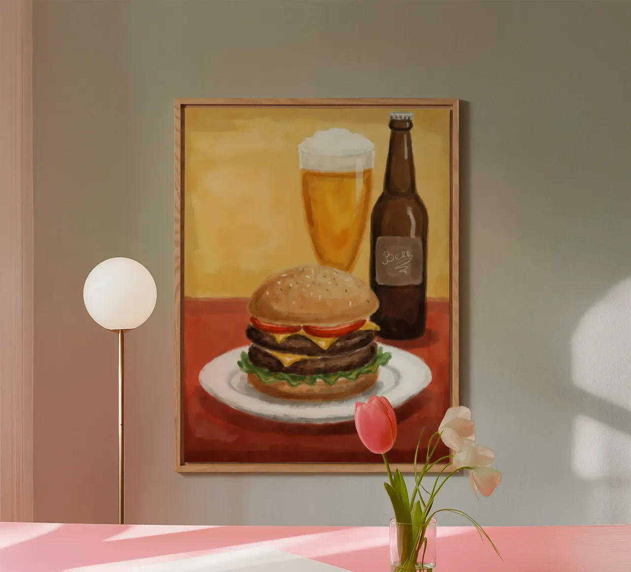 Hamburger e birra alluminio dibond da Indigo Rain