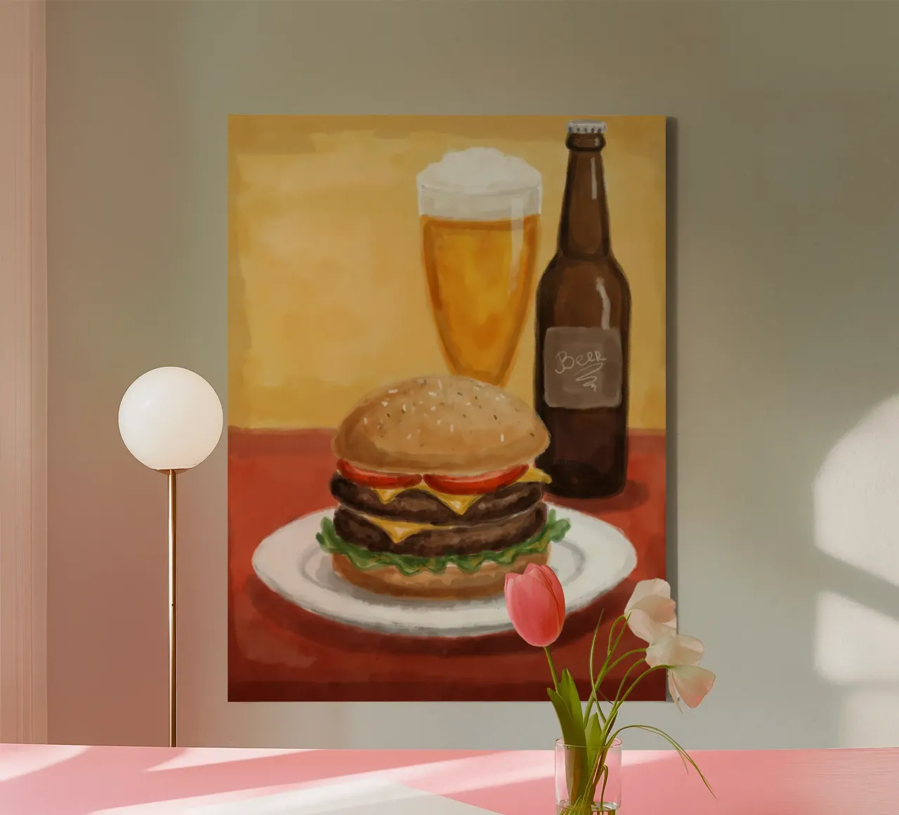 Hamburger e birra tela da Indigo Rain
